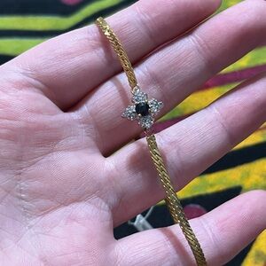 VTG NWT Faux Sapphire CZ Gold Tone Metal Made in India Bracelet